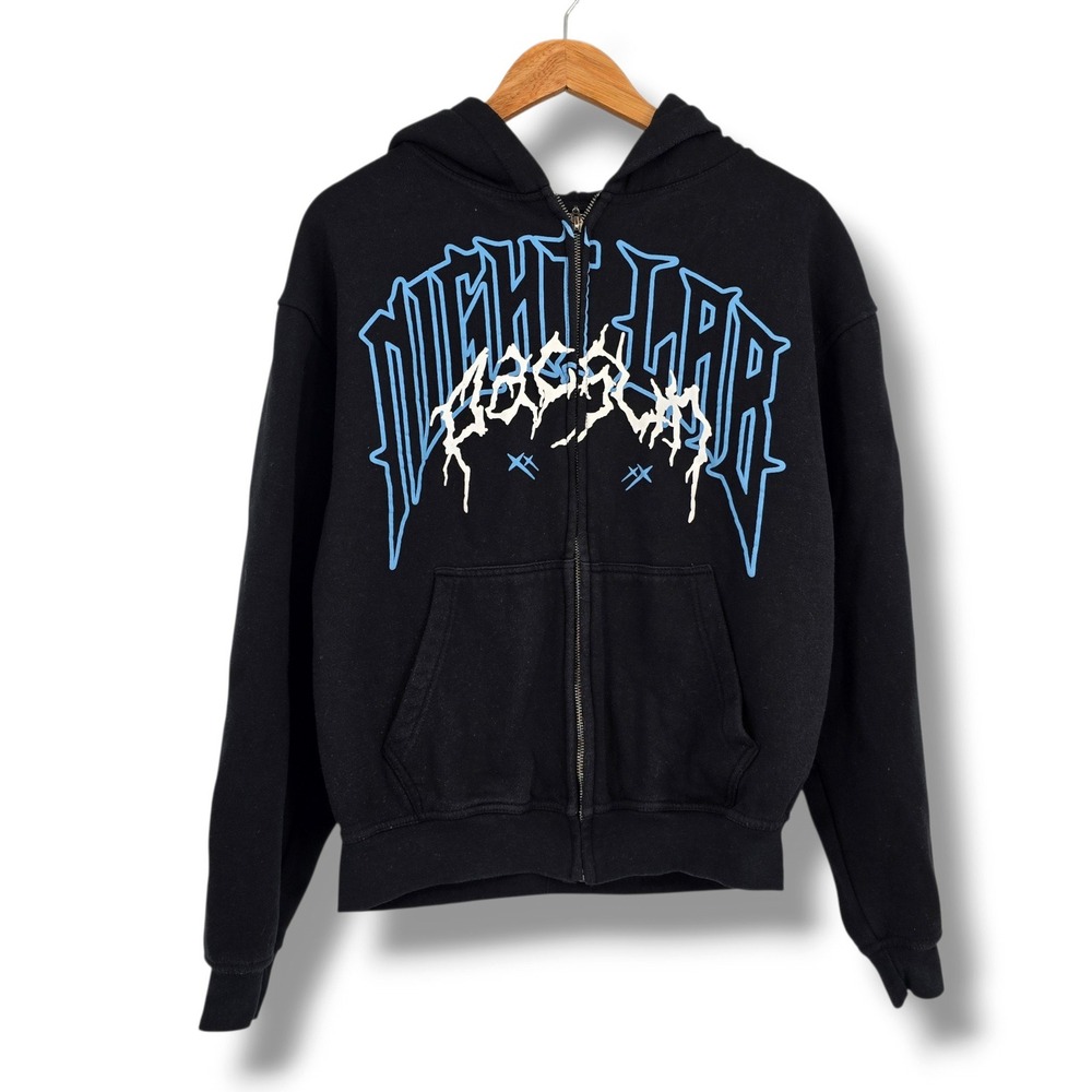 PacSun x Night Lab NL25h Mens Black Graphic Full Zip Hoodie Small Streetwear